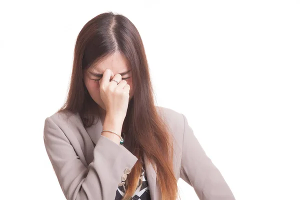 Jonge Aziatische vrouw kreeg zieken en hoofdpijn. — Stockfoto
