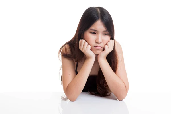 Menina asiática com emoção triste .. — Fotografia de Stock