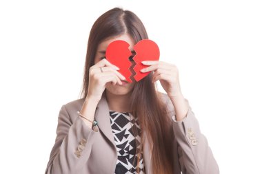 Güzel genç Asyalı kadın ile kırık kalp.