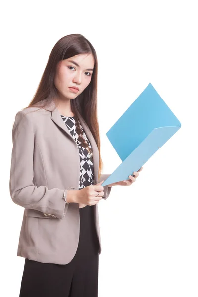 Young Asian woman with folder. — Stock Photo, Image