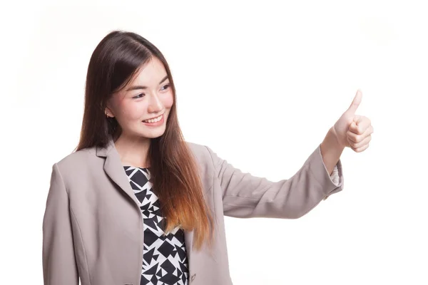 Asiática mujer pulgares arriba y sonrisa . —  Fotos de Stock