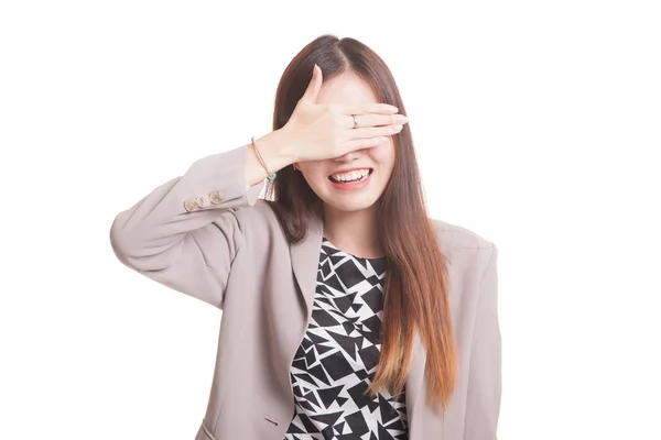 Young Asian woman close her eyes with hand. — Stock Photo, Image