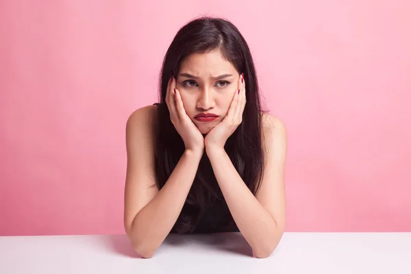 Asian girl with sad emotion. — Stock Photo, Image