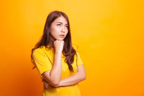 Serious  young Asian woman  look away. — Stock Photo, Image