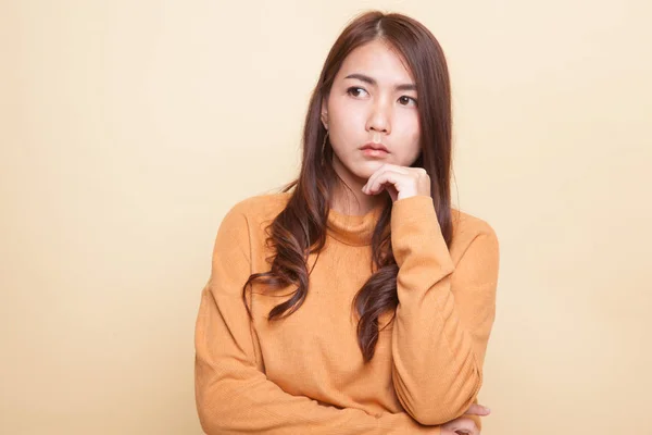 Serious  young Asian woman  look away. — Stock Photo, Image