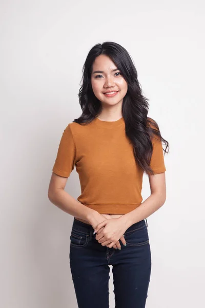 Retrato de hermosa joven mujer asiática. — Foto de Stock