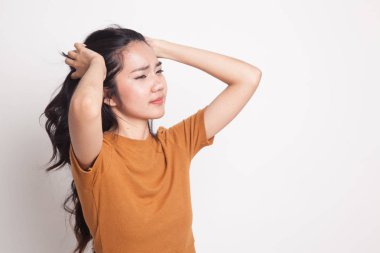 Stresli genç Asyalı işkadını çığlık.