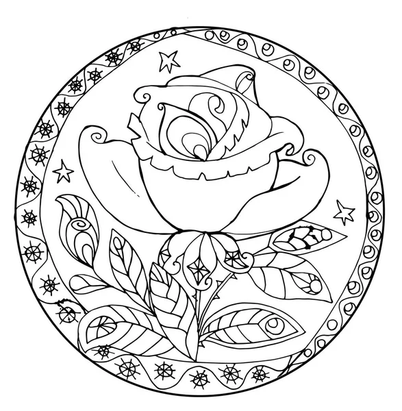 Μια στυλιζαρισμένη τριαντάφυλλο στον κύκλο — Διανυσματικό Αρχείο