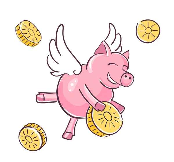 Şanslı domuzcuk doodling — Stok Vektör