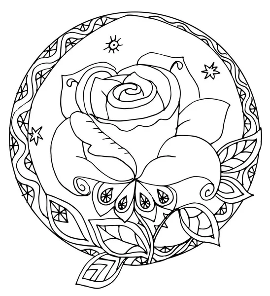 Μια στυλιζαρισμένη τριαντάφυλλο στον κύκλο — Διανυσματικό Αρχείο