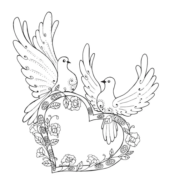 Pareja en el amor palomas — Archivo Imágenes Vectoriales