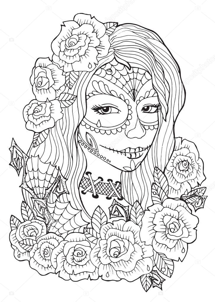 Day of the dead Coloring Pages for adults
