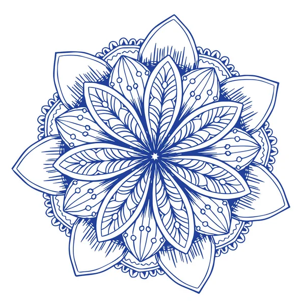 Mandala in de stijl van de schets, handtekening cirkelvormig patroon — Stockvector
