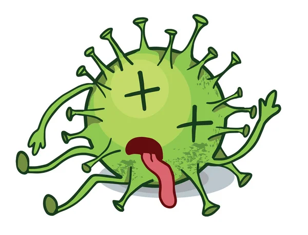 Aufkleber Mit Einem Toten Grünen Coronavirus Die Figur Ist Ein — Stockvektor