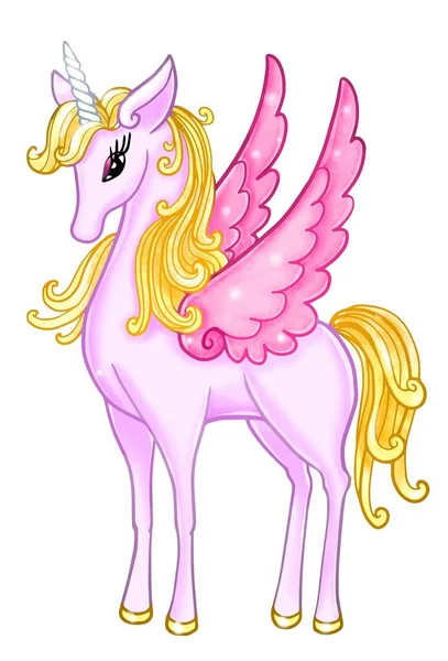 Fabulosa ilustración brillante con un unicornio rosa — Foto de Stock