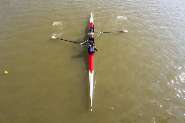 Aerial view of rowers — Stock Photo, Image