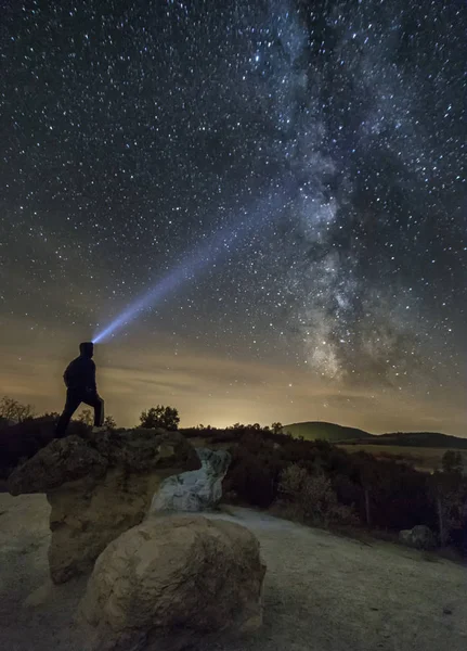 Mantar kaya fenomen gece gökyüzü altında — Stok fotoğraf