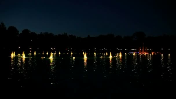 在晚上的五彩喷泉 — 图库视频影像