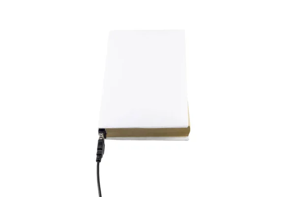 Libro en blanco conectado a USB —  Fotos de Stock
