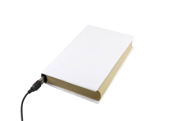 Livro em branco conectado a USB — Fotografia de Stock