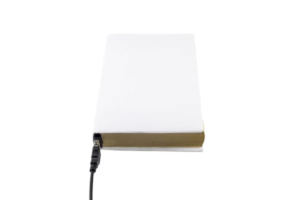 Libro bianco collegato a USB — Foto Stock