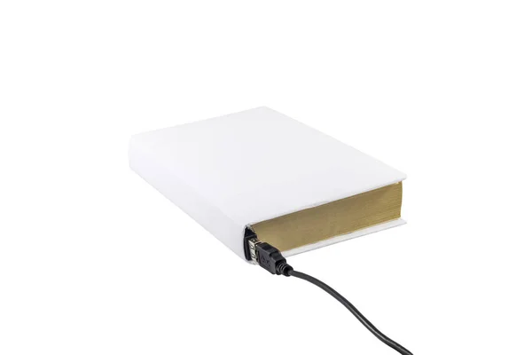 Libro en blanco conectado a USB —  Fotos de Stock