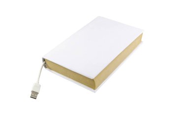 Kitap ile beyaz erkek Usb bağlamak