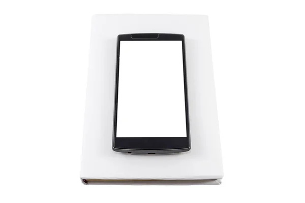 Telefone e livro. Novo versus velho conceito . — Fotografia de Stock