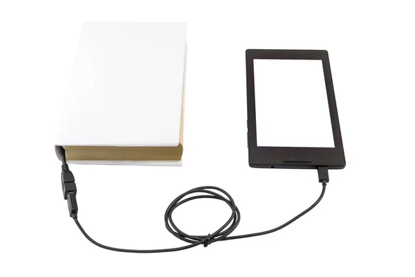 Libro e tablet collegati — Foto Stock