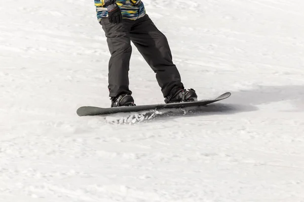 スノーボード靴と基板のクローズ アップ — ストック写真