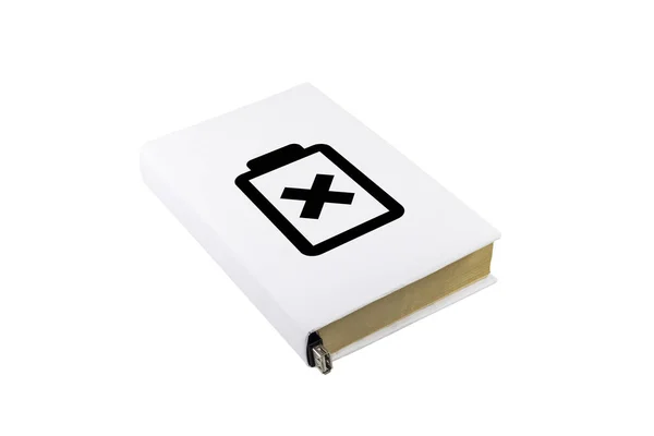 Livre blanc couverture et symbole de batterie — Photo