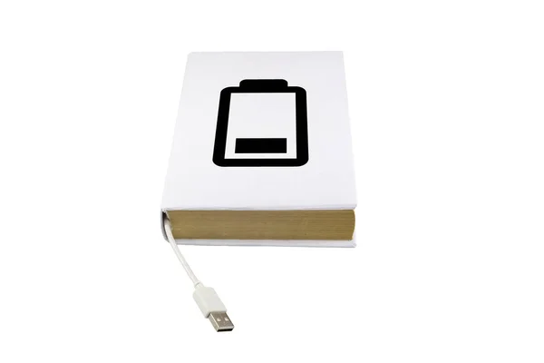 Livro com conector USB macho branco — Fotografia de Stock