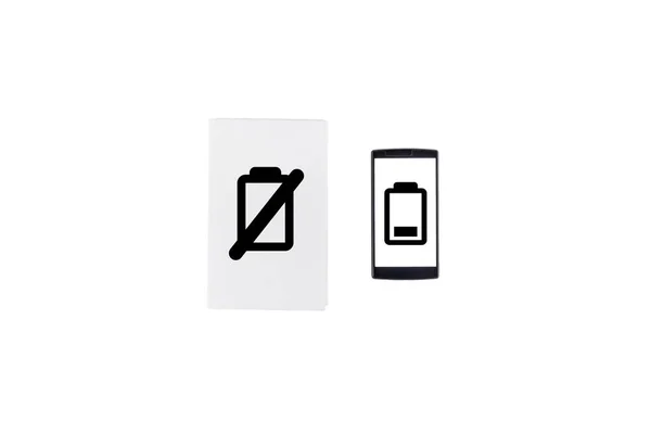 书 vs 电话。电池寿命概念. — 图库照片