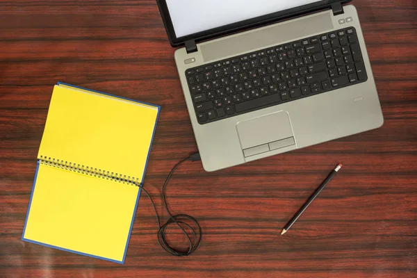 Book connected to computer. Data transfer. — Stock Photo, Image