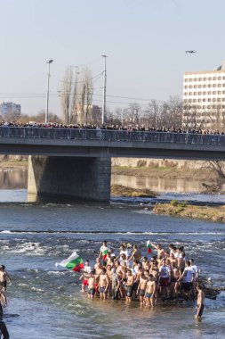 Epiphany ritüel Plovdiv, Bulgaristan.