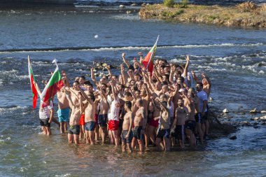 Epiphany ritüel Plovdiv, Bulgaristan.