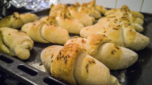 Closeup of crisp mini croissants — Stock Photo, Image