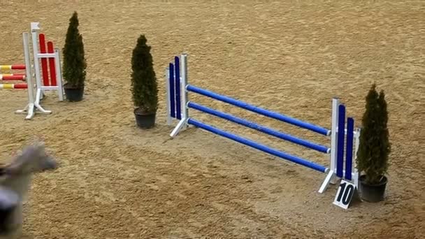 Bir at atlama ve parkour yüksek açılı görünüş, — Stok video
