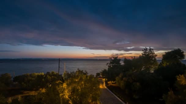 Noite Noite Lapso Tempo Pôr Sol Mar Mediterrâneo — Vídeo de Stock