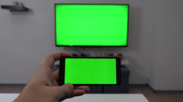 Streaming Cast Concept Mobile Phone Smart Blank Screens Showing Wireless — Stock Video