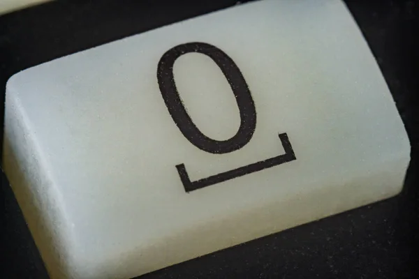 Macro Extrême Numéro Bouton Avec Des Lettres — Photo