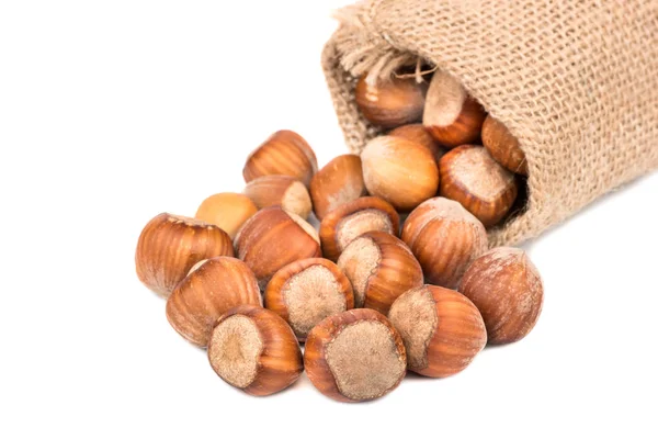 Lískové ořechy v pytli — Stock fotografie