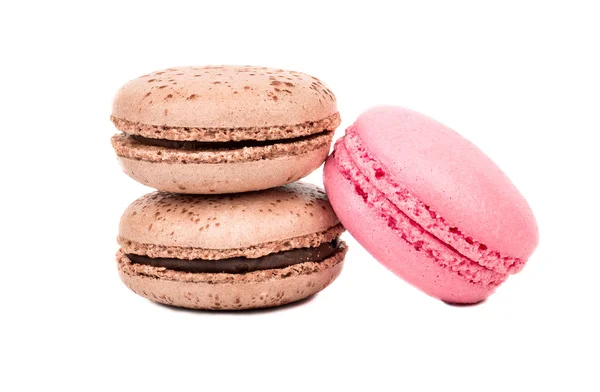 Schokolade und rosa Makronen — Stockfoto