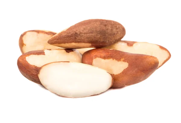 Dry Brazil Nuts Half White Background — Stock Photo, Image