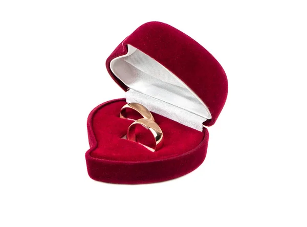 Anéis de casamento na caixa — Fotografia de Stock
