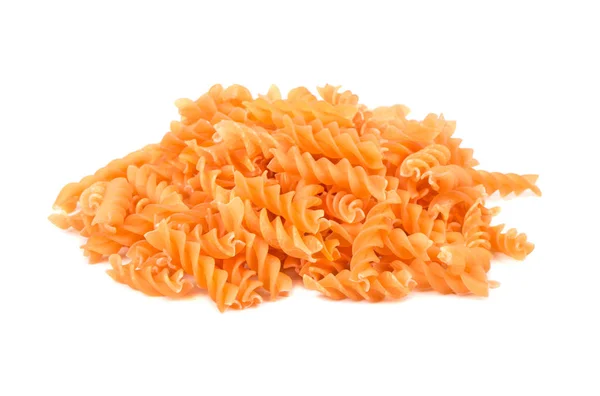 Bos Van Ruwe Pasta Fusilli Witte Achtergrond — Stockfoto