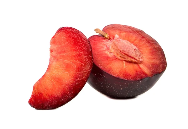 Half plums with slice — Stock Photo, Image