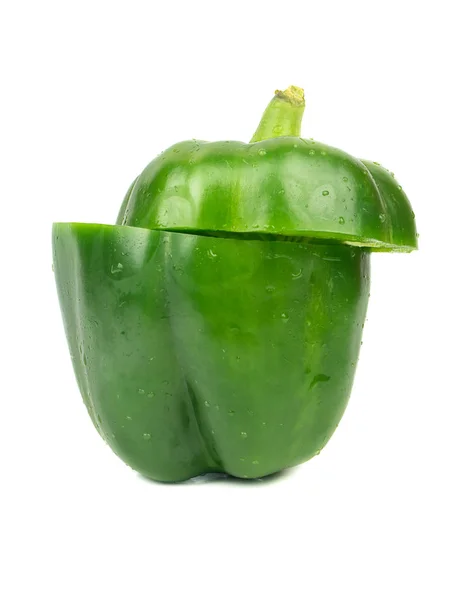 Snijd groene paprika — Stockfoto