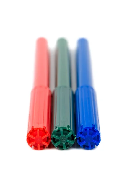 Tres marcadores de colores diferentes — Foto de Stock