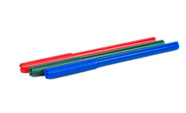 Tre diversi pennarelli colorati — Foto Stock